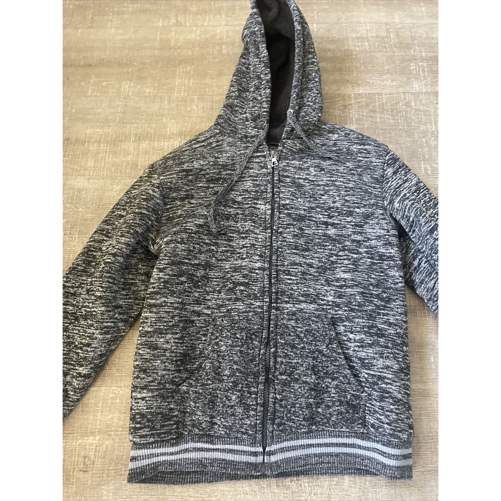 Men’s 2XL Fleece Lined Hooded Zip Up Jacket Black, Grey WARM